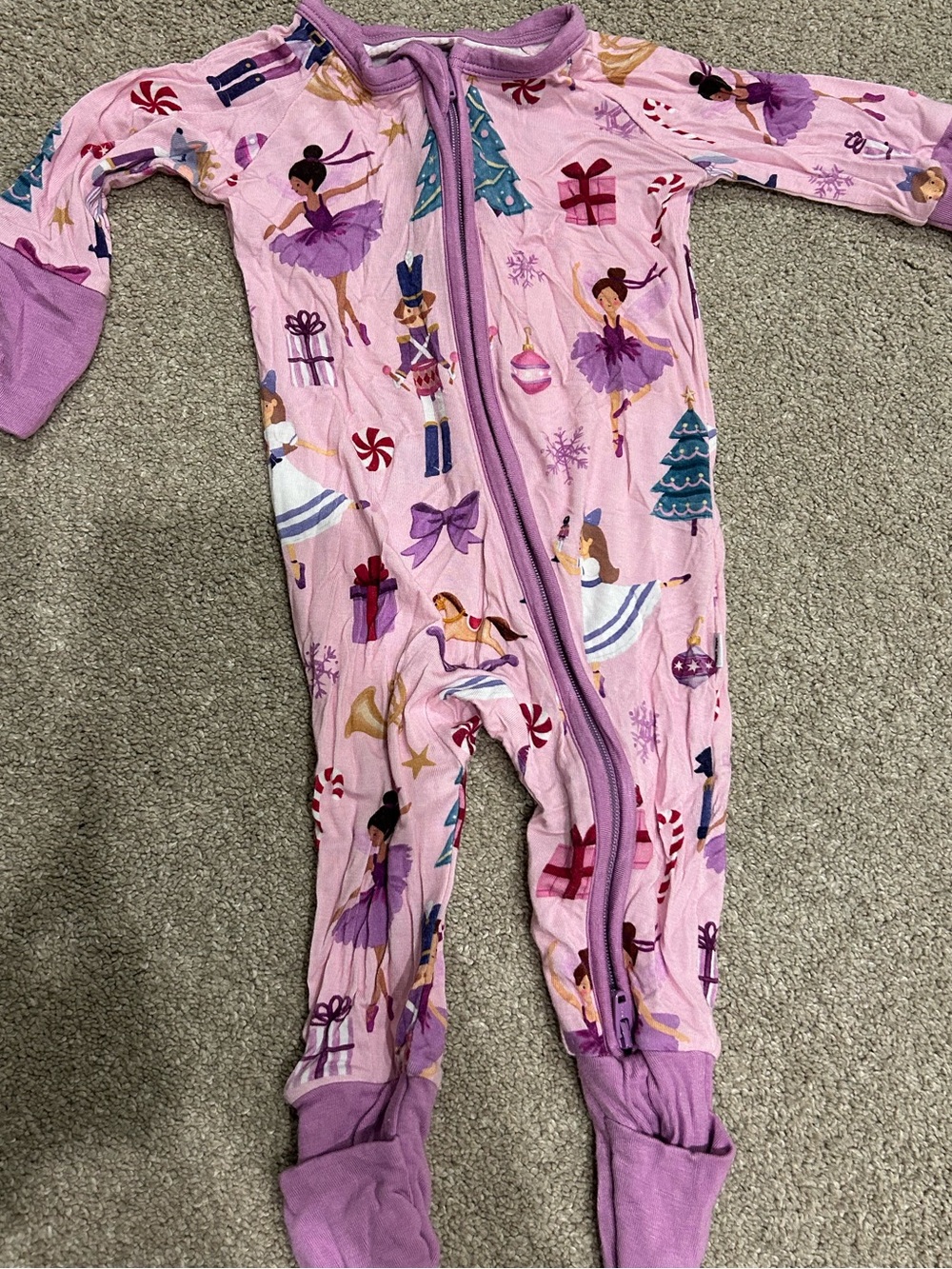 Little Sleepies' Pink Ballerina Print One-Piece Pajamas